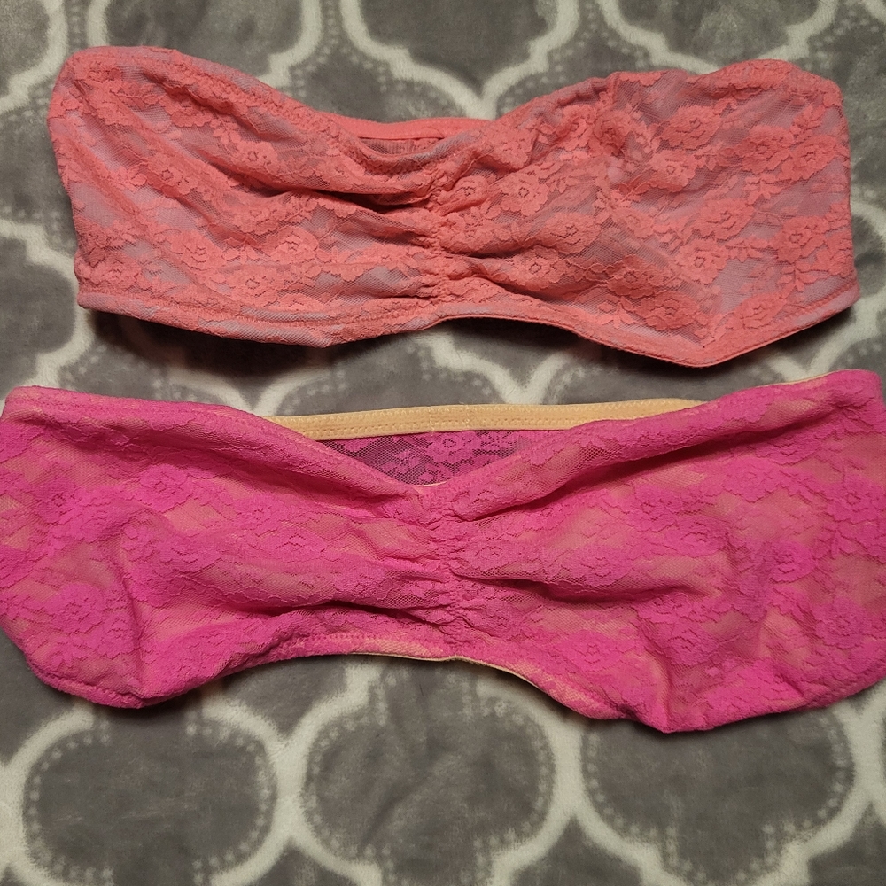 2  VS Pink lace bandeau bras